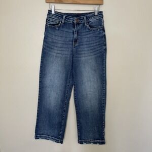 Judy Blue High Waist Cropped Wide Leg Jeans Women's‎ Size 3/26 Medium Wash EUC